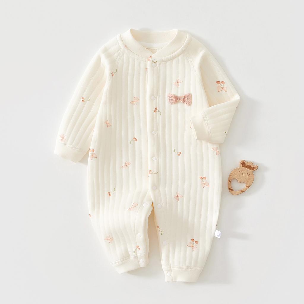 Baby Winter Romper Thin Cotton Quilted Jumpsuit Newborn Infant Warm Long Sleeve Onesie Inner Wear Crawling Clothes