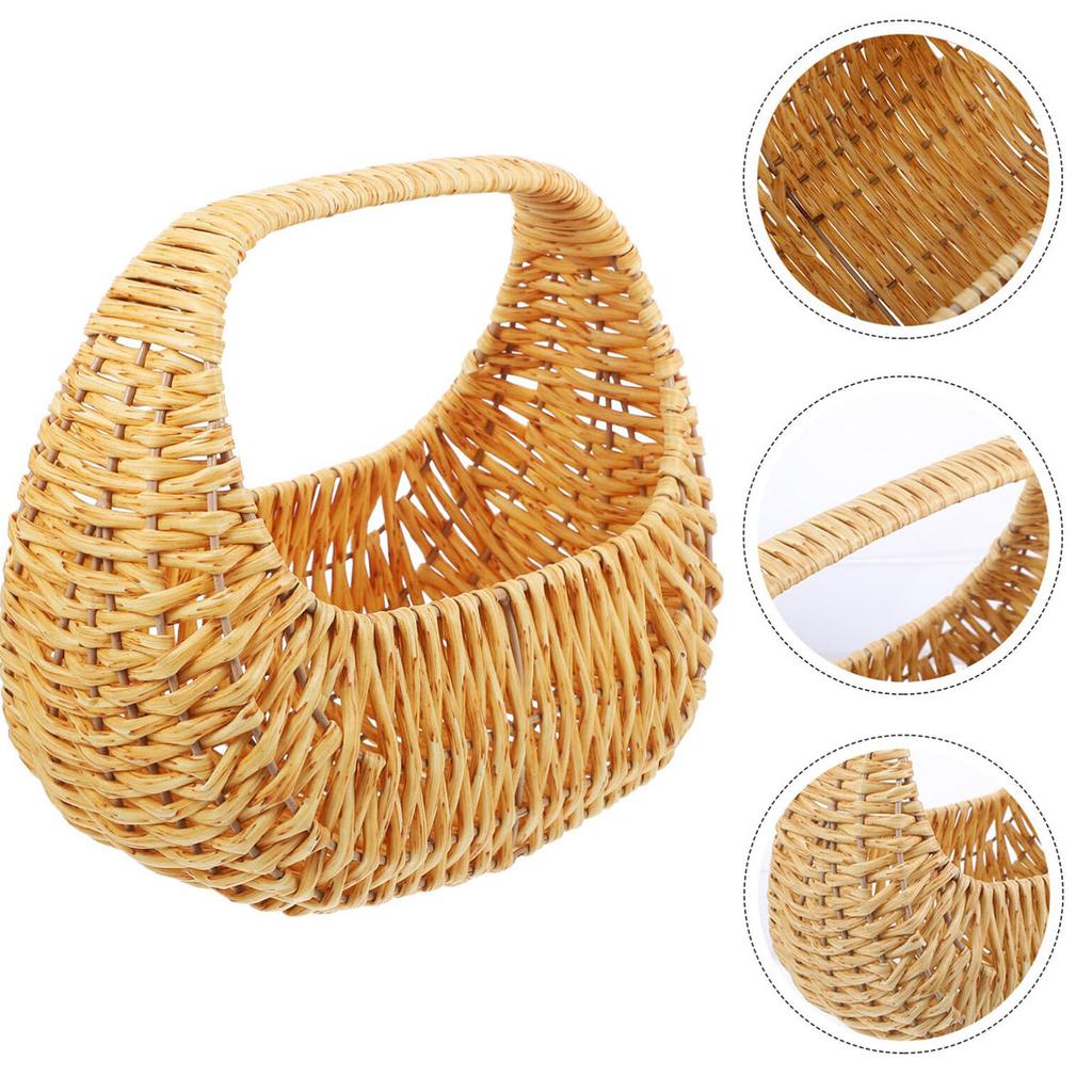 Willow Rattan Woven Wedding Basket Wicker Half Moon Storage With Handle Sturdy Flower Girls Baskets Home Picnic Sundry Container