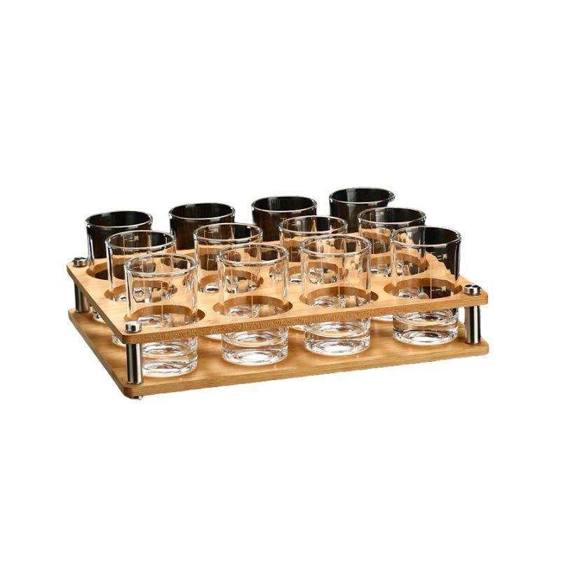 Qianxing Gold Glass Baijiu Shot Glass Set with Scale and Holder