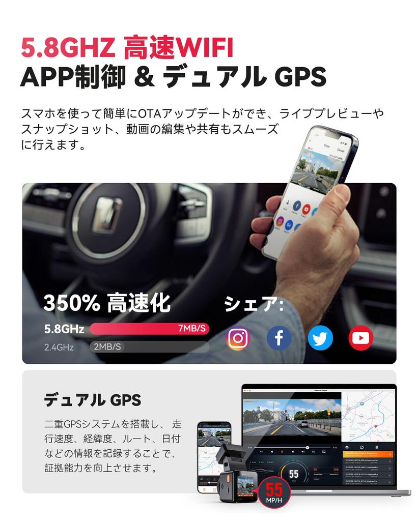 VANTRUE Palubní kamera, 4K UHD, 8 megapixelů, Starvis 2, Malá palubní kamera, Proprietární PlatePix