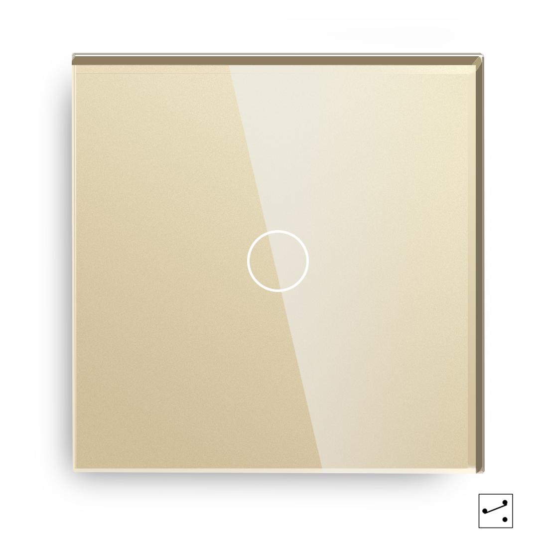 

BSEED 1/2/3Gang Touch Light Switches 1/2/3Way For Stairs Plus French Wall Socket Type-c USB Charging Ports Gold Glass Panel 10A 2Way