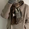 Women Winter Warm Scarf Trendy Sweet Plaid Tassel Imitation Cashmere Neck Warmer For Birthday Gifts