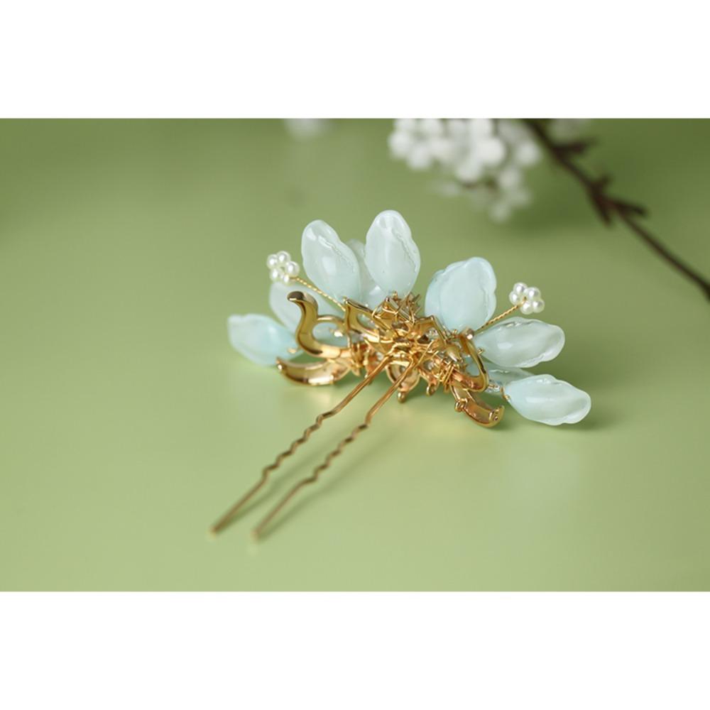 Světle modře glazovaná korunka do vlasů se zachováním měděné barvy, elegantní klasické pokrývky hlavy Hanfu, dynastie Song a dynastie Ming