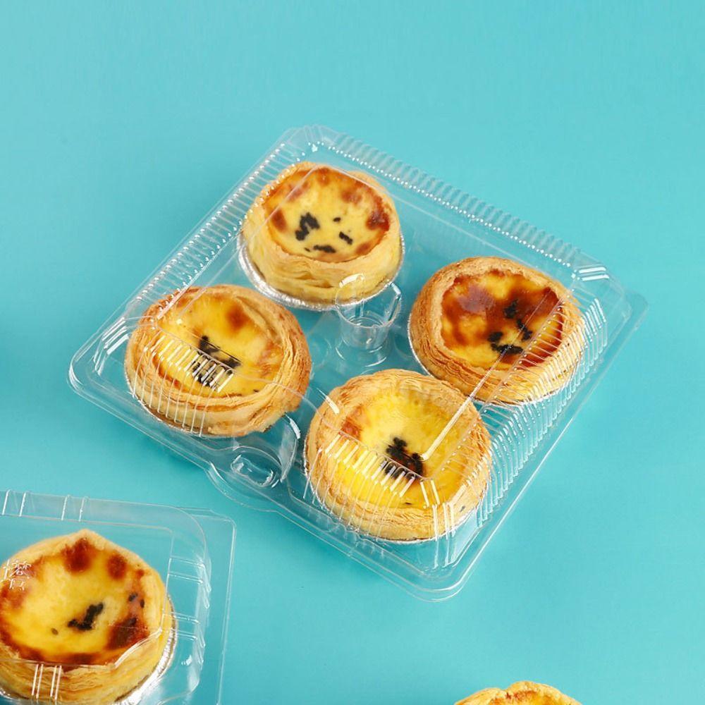 100pcs Disposable Portuguese Egg Tart Paaging Box Plastic Baking Cake Case  Kitchen Cooking Tools