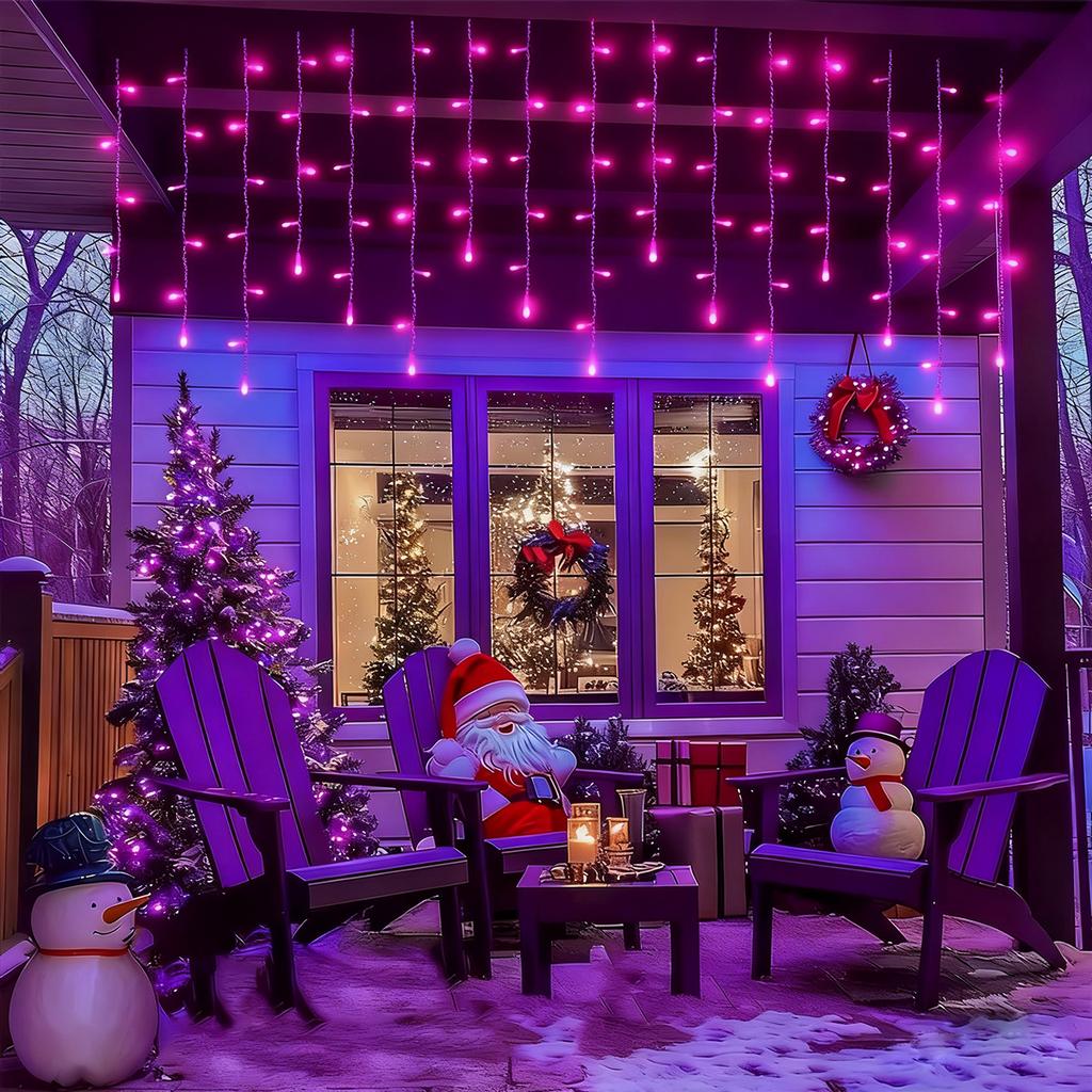 1PC 96 LED Icicle String Lights with USB Powered 8 Modes Outdoor Indoor Hanging Lights Suitable For Bedroom Garden Wedding Decor