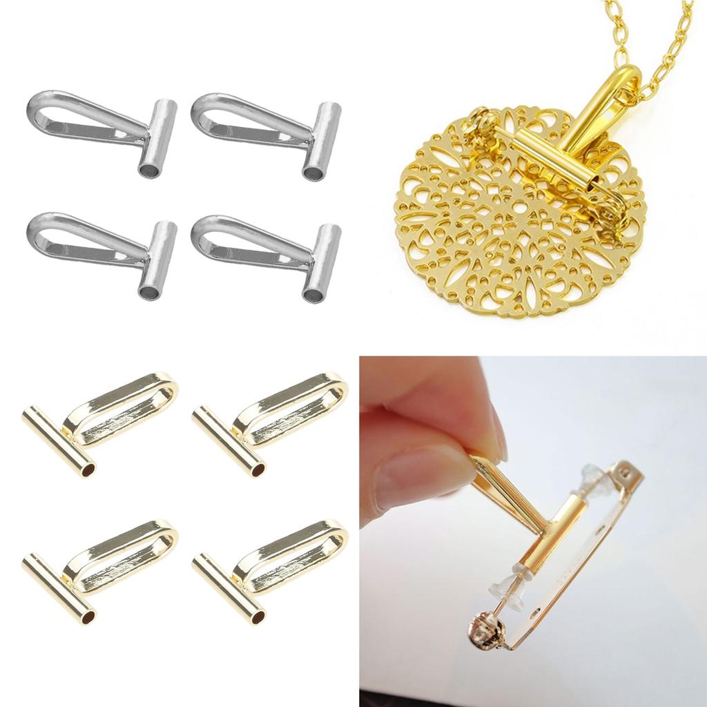 4pcs Copper Brooch Converters for Changing Brooches Pins To Pendant Gold Silver Color Charm Metal DIY Jewelry Findings
