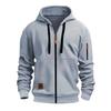 Men's Casual Jacket with Zipper and Multiple Pockets