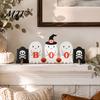 Kids Room Halloween Decorations Cute Ghost Wooden Decor, BOO Pumpkin Witch Tabletop Ornament Table for Desk Shelf, Soft Spooky Home