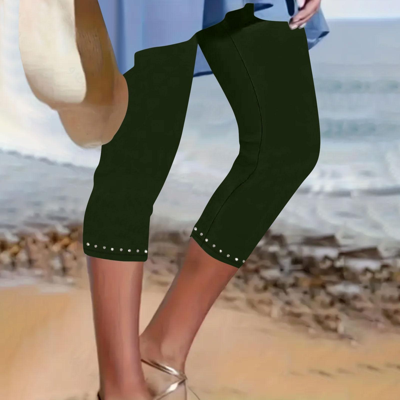 Women s Fashion Color Elastic Waist High Waist Tie Diamond Slimming Bottom Pants M