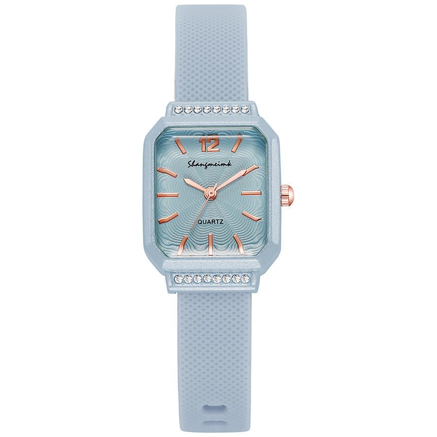 

Dopamine Color Quartz Watch For Women Casual Silicone Strap Elegant Design синій