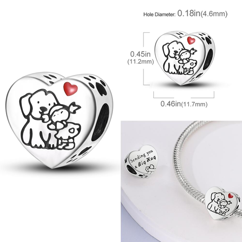 Copper Charms Love Mother Family Sister Heart Beads Fit Original Bracelet Diy Woman Jewelry Gift