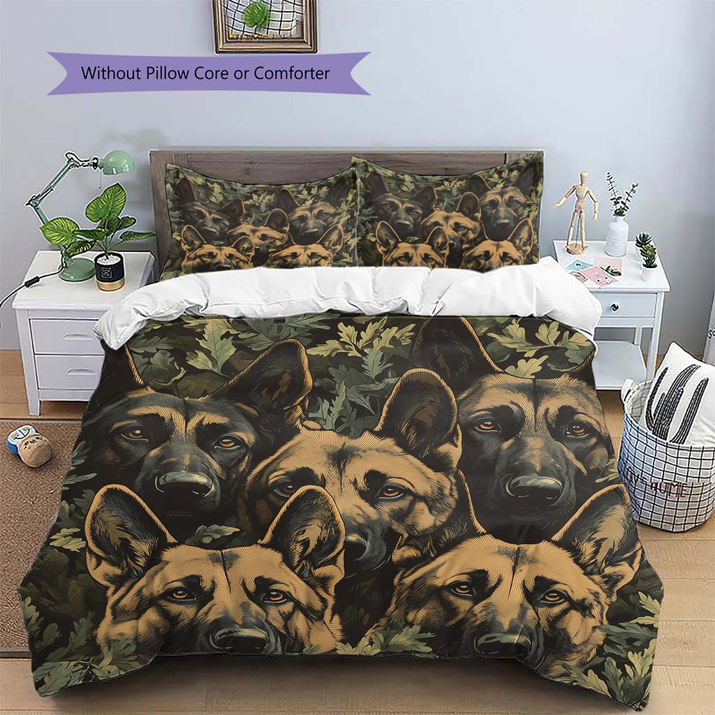 German Shepherd Pattern Bedding Home Decoration Birthday Gift (1 * duvet cover + 2 * pillowcase, without core)