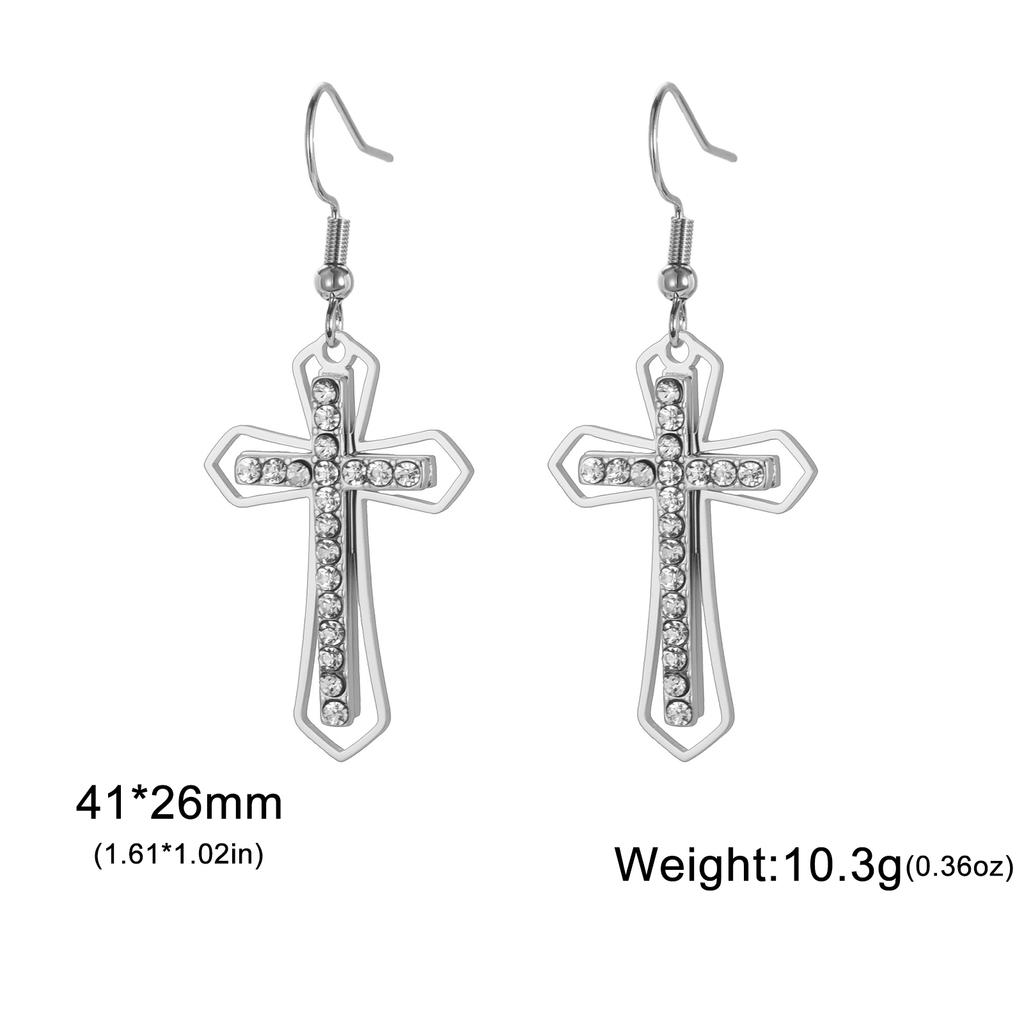 Cazador Clear Zircon Cross Earrings for Women Stainless Steel Christian Earrings Jesus Jewelry Valentine Gift 2026 Wholesale New