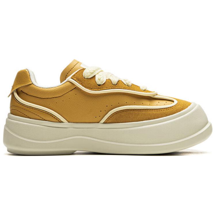 Li Ning Honey Platform Slip Resistant Abrasion Resistant Low top Casual Shoes Women's Yellow AGCU418-2