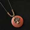 Retro Legno Foglia Gufo Lunga Catena Maglione Etnica Collana Rotonda Donne Ciondolo Orologio Gioielli Femminili Accessori per il Collo Regali Collare