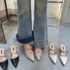 Korean Version of Heightening Wind and Summer, Rivets, Pointed Heads Show Legs, Long Cool Slippers, Thick Heels, Baotou, Half Slippers, Sexy