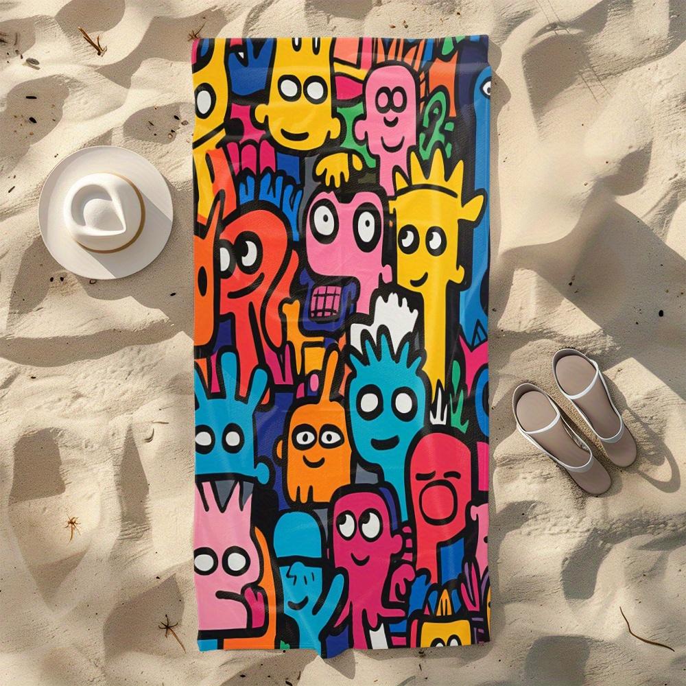1pz Asciugamano da Spiaggia Colorato a Cartoni Animati Asciugatura Rapida Super Assorbente Adatto per Vacanze al Mare Piscina Estate Regalo Divertente per Amici