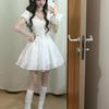 Sommer schönes französisches weißes Kleid Damen Sommer Neu Einzigartig und schön Taille gerafft Prinzessin kurzes Kleid