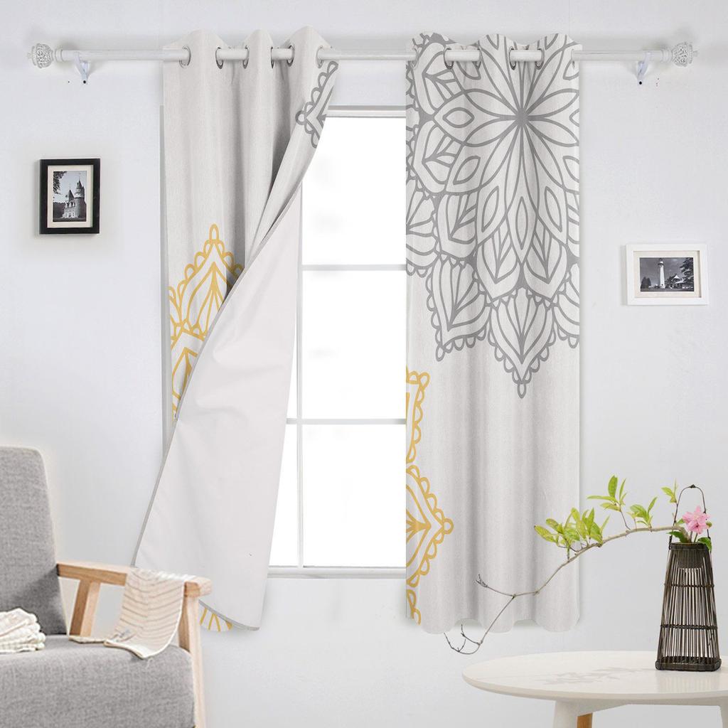 Abstrakt Mandala Blomma Vita Mörkläggningsgardiner För Vardagsrum Sovrum Fönsterbehandling Persienner Draperier Köksgardiner