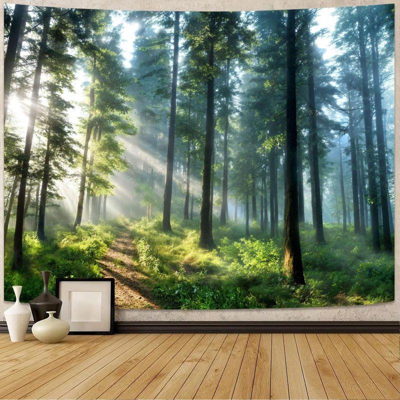 Gothic Arch Magic Forest Window Wall Tapestry Cathedral Frame Enchanted Woodland Castle Starry Sky Mushroom Fantasy Decor