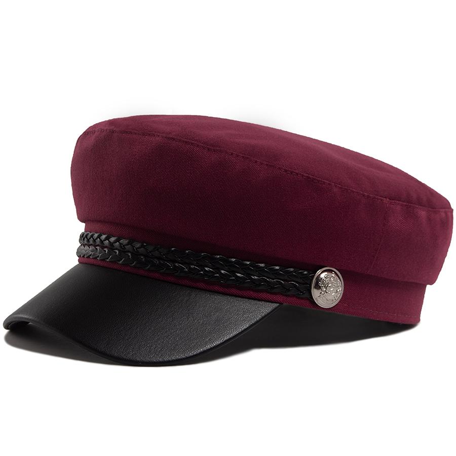 

Женский берет из ПУ кожи с плоским козырьком, мягкий тканевый осенне-летний козырек, шляпа для женщин, роскошные модные кепки газетчика для дам и девушек вино красного