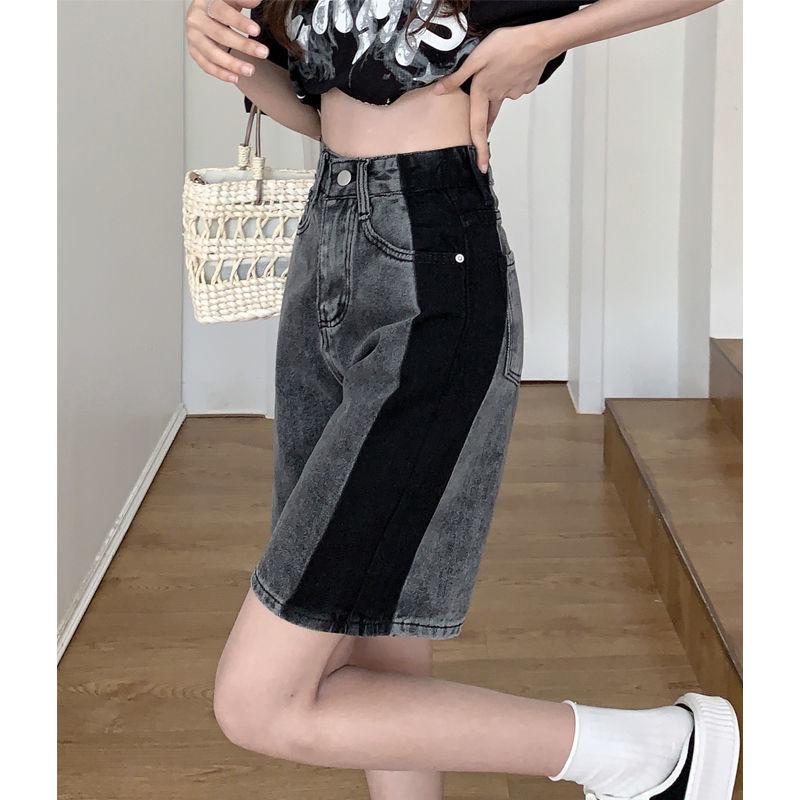 Shorts Vaqueros Mujer Verano Moda Cintura Alta Pantalones Cortos Sueltos Pierna Ancha Vaqueros Pantalones Gris Tendencia Streetwear