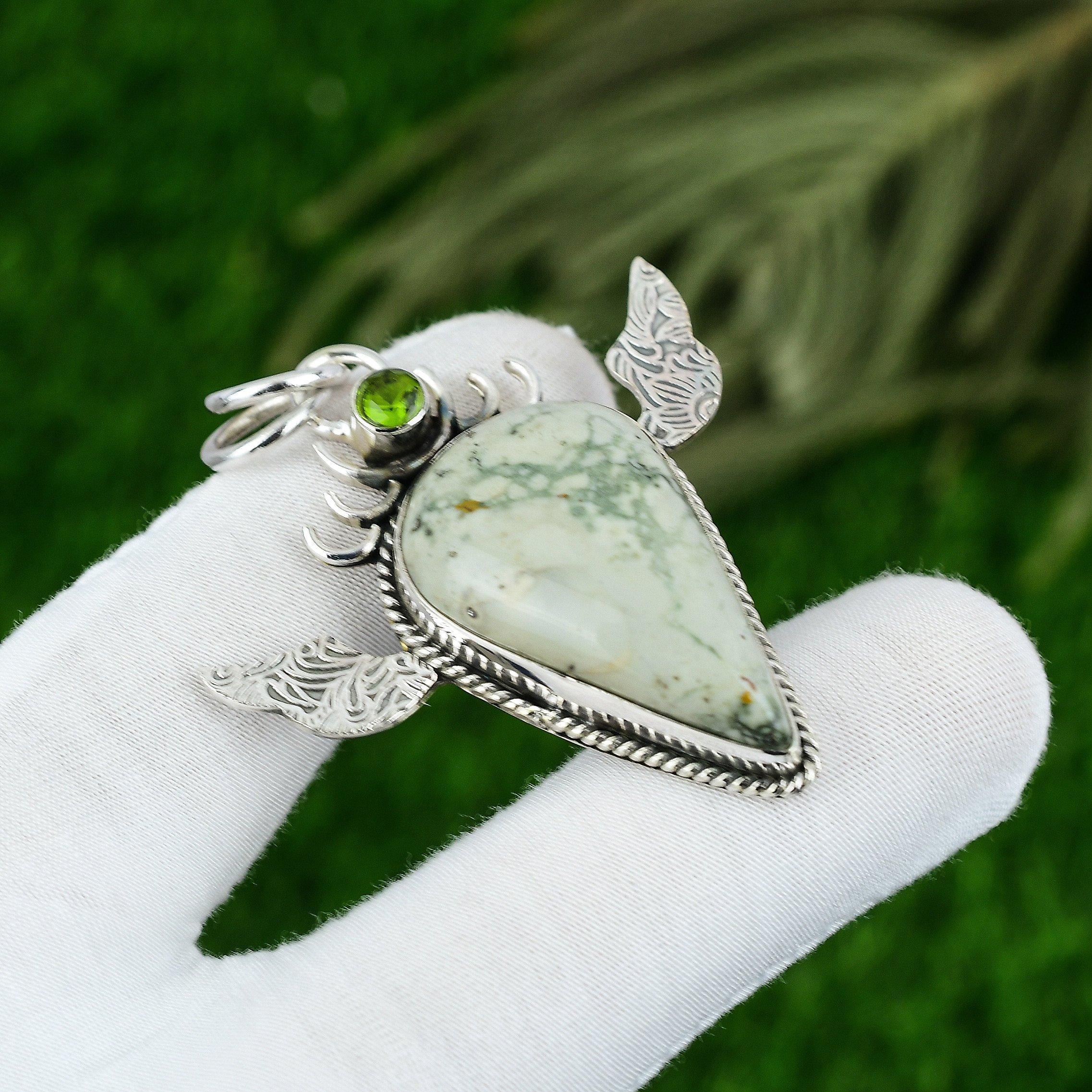 

925 Sterling Silver Imperial Jasper Stone Peridot Daughter Anniversary Pendant