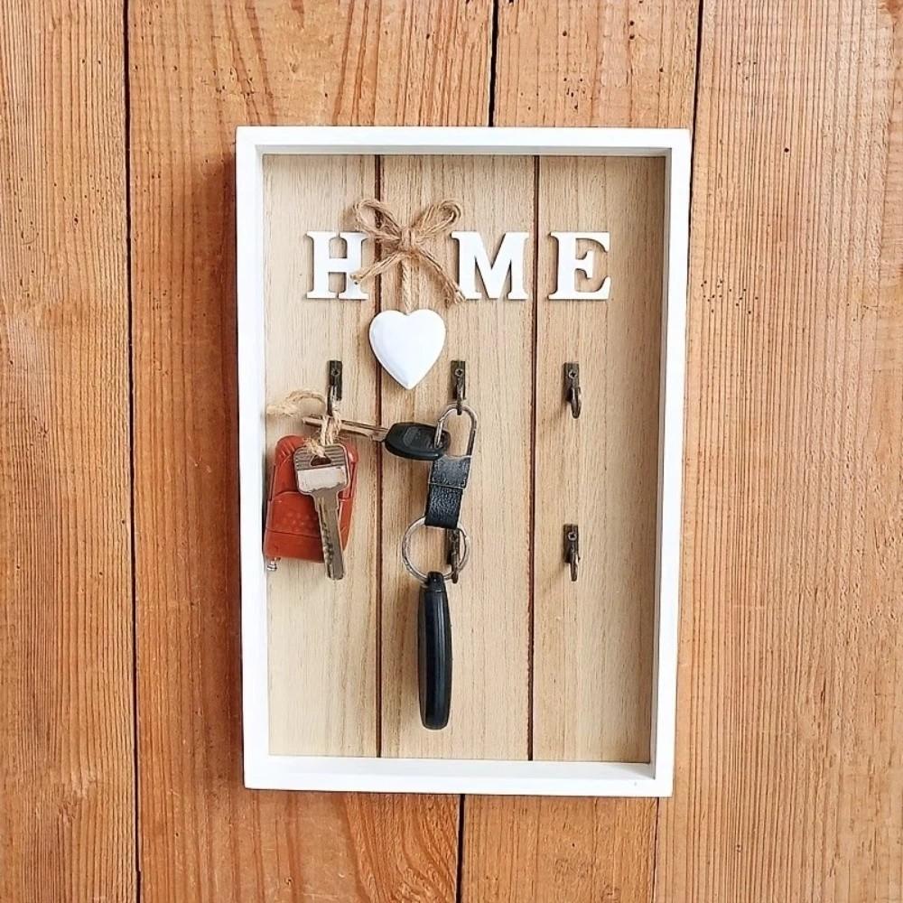 Wall Mount Wooden Key Holder Rustic Cabinet Key Rack Modern Key Storage Shelves  Entryway