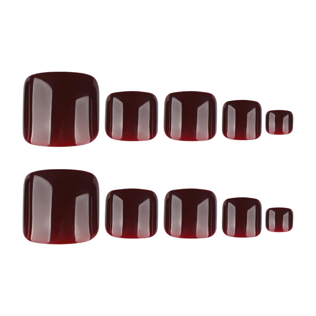 Elegant Wine Red Press-On Toe Nails – High-End Wearable Nail Art