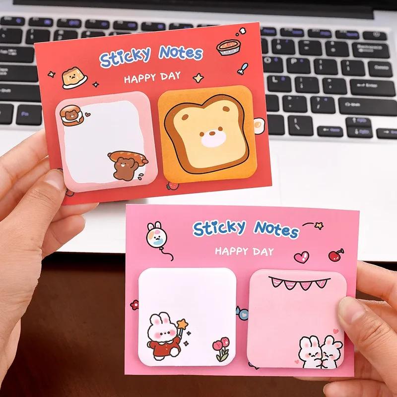 New Kawaii Cartoon Animal Sticky Notes Sticker 60Sheets Cute Rabbit Bear Capybara Astronaut Memo Pad School Office Stationery