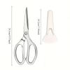 Stainless Steel Kitchen Scissors, Powerful Multifunctional Household Scissors for Meat, Poultry, Free Magnetic Scissors Cover