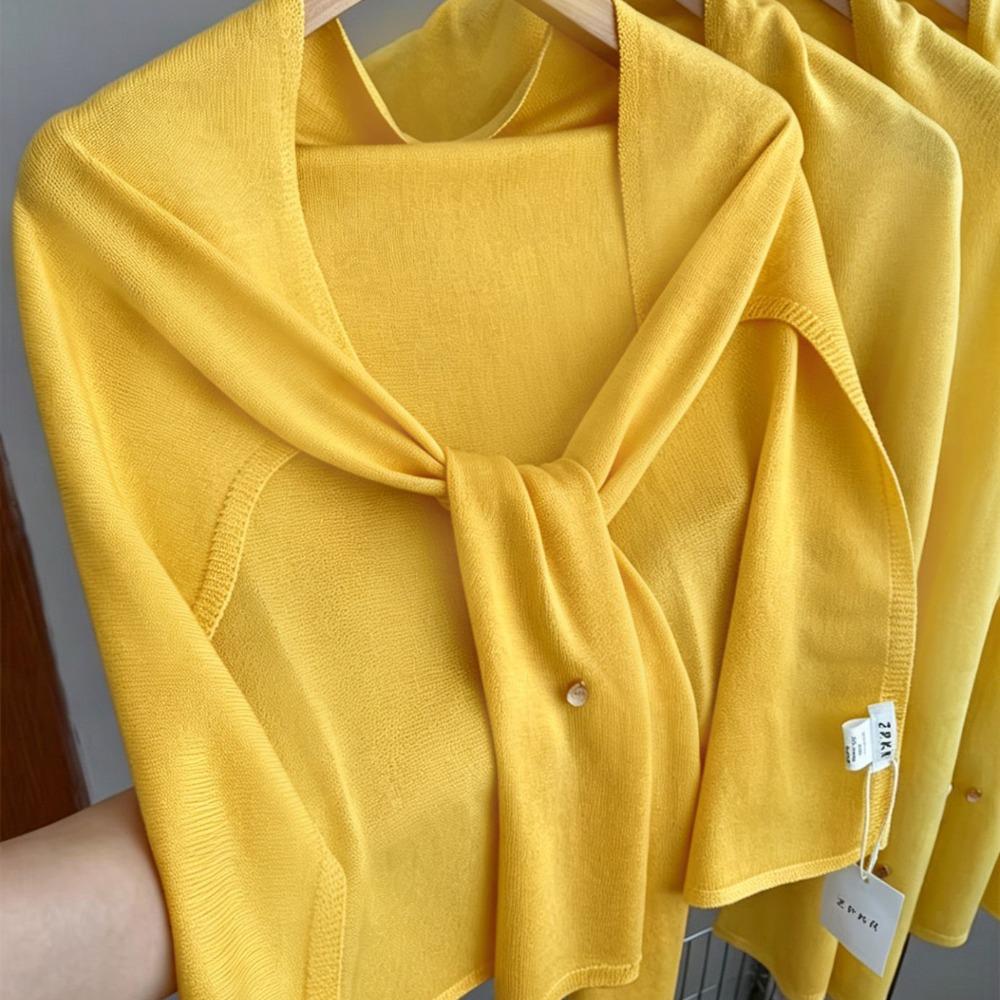 Thin Knitted Neck Wrap Cloak Triangle Scarf Simple Crochet Scarves Clothes Decoration