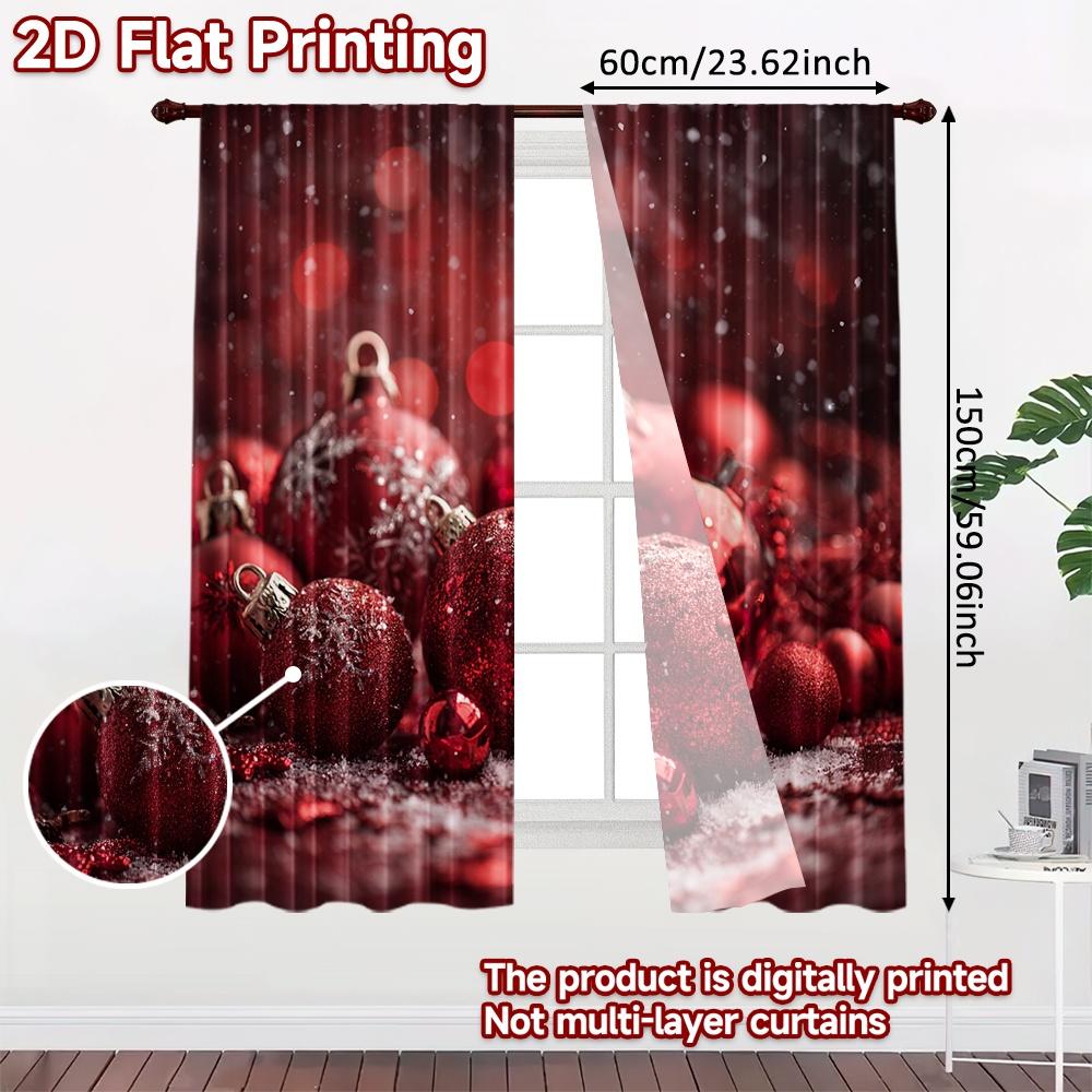2pcs, 2D FLAT PRINTING Curtains (Without Rod) Festive Wonderland Modern Fashionable Curtainments during the Christmas holiday