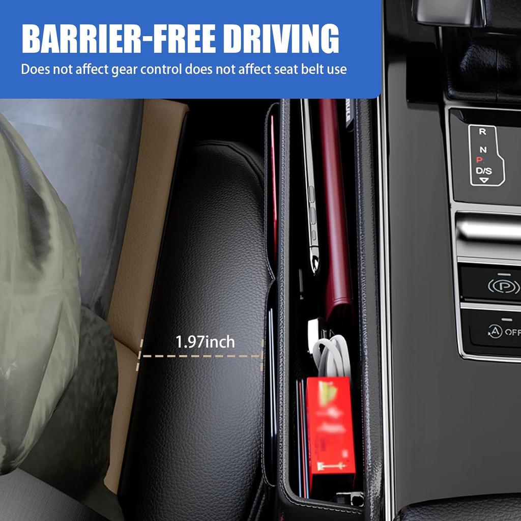 Pack-1 Car Gap Center Storage Box, Leather Car Seat Gap Filler Storage, Universal Car Seat Organizer, Car Accessories for Phones, Glasses, Keys,