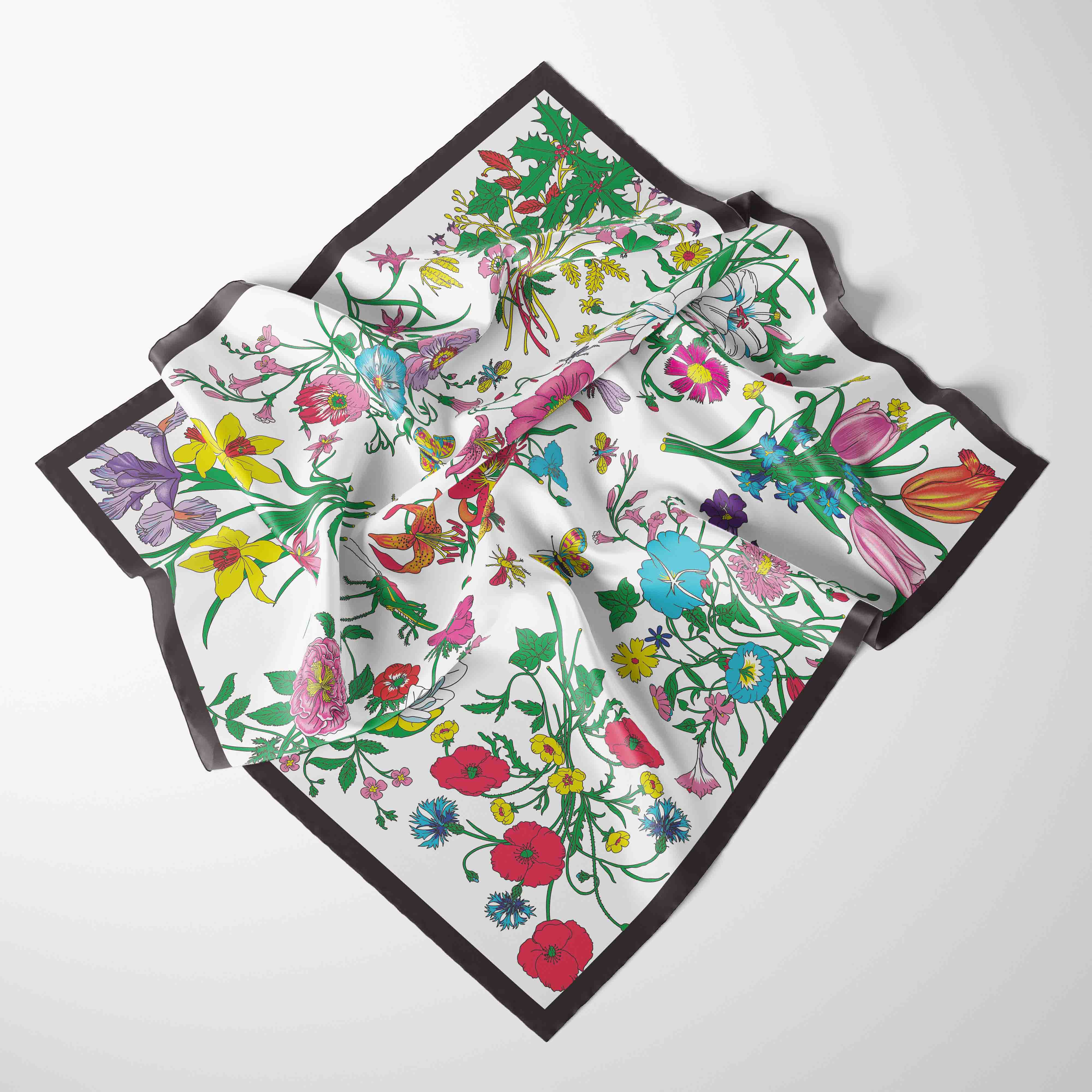 

70cm*70cm Foulard Chiffon Women Square Foulard Lady s Neck Hair Scarves Design Printed Head Kerchief Fashion Girl Scarfs 70CM 27inch