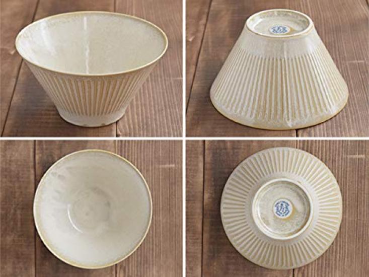 Tableware East Japanese Tableware Trapezoid Carved Tokusa Rice Tableware Multi-Bowl (M) Design, Bowl, Café (Coral)