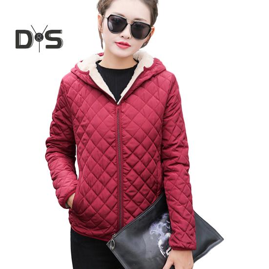 Winter Women Jacket Hooded Zip-up Long Sleeves Thick Plush Lined Solid Color Cardigan Keep Warm Commuting School Coat