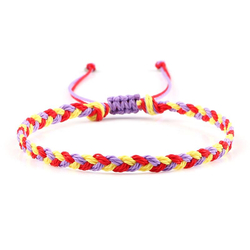 Adjustable Colorful Three-Strand Braided Waxed Thread Bracelet Set for Couples and Handmade Jewelry