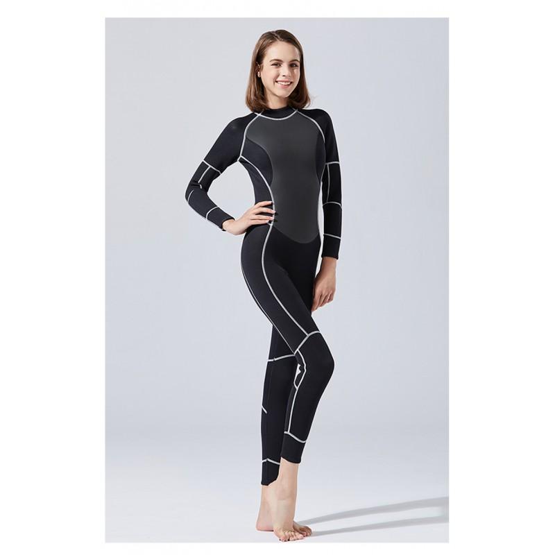Womens 3mm Full Body Wetsuit Snorkeling Swimming Diving Warm Water Sports Fall Winter