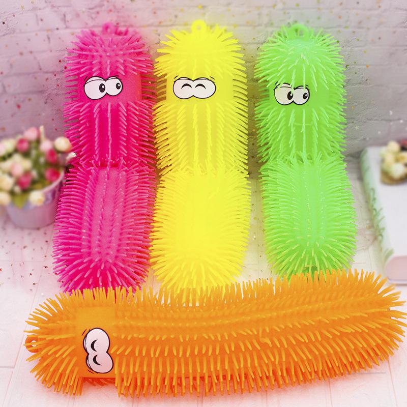 Custom Animal Set New Creative Children's Luminous TPR Fidget Puffer Worm Caterpillar Squeeze Toys for Stress Relief
