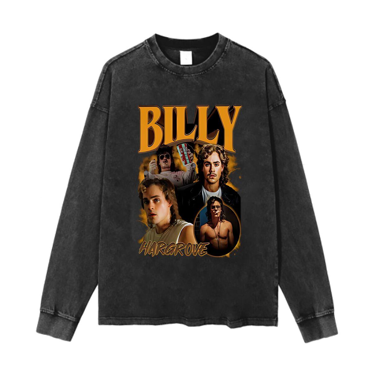 

Billy Hargrove Tribute Graphic Washed Cotton Vintage Solid O Collared Long Sleeve T Shirt For Men & Women - Men s Summer Cott... S разноцветный