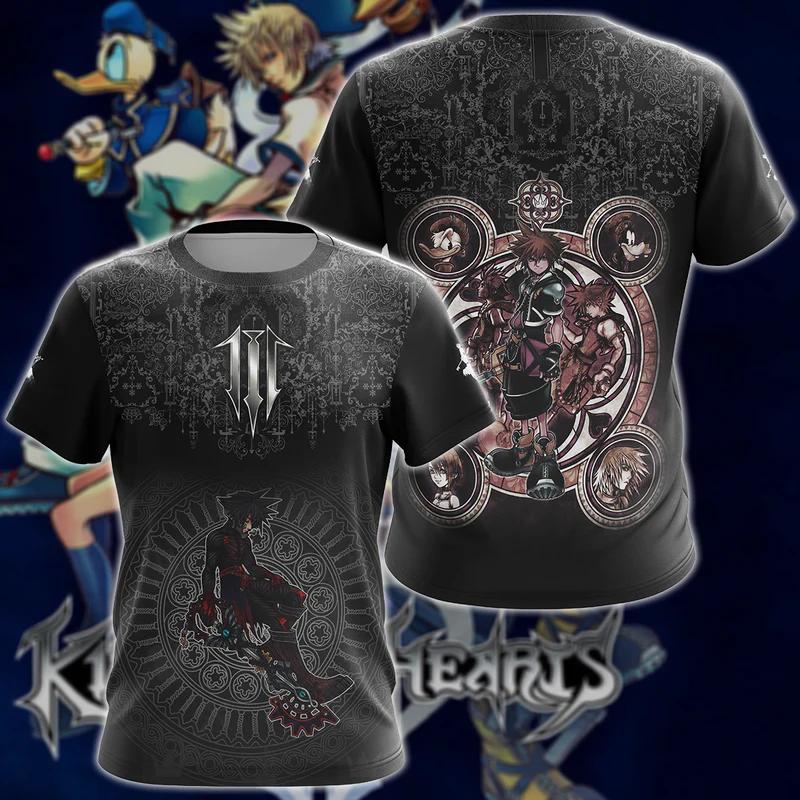Anime Gra Kingdom Hearts Koszulki Cosplay Nadruk 3D Unisex Koszulka Męska Damska Krótki Rękaw Harajuku Oversize Męski Top z Postaciami z Kreskówek