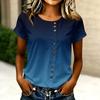 T-shirt Casual da Donna a Maniche Corte con Bottoni sul Davanti Girocollo Tessuto Leggero Morbido Top Estivo