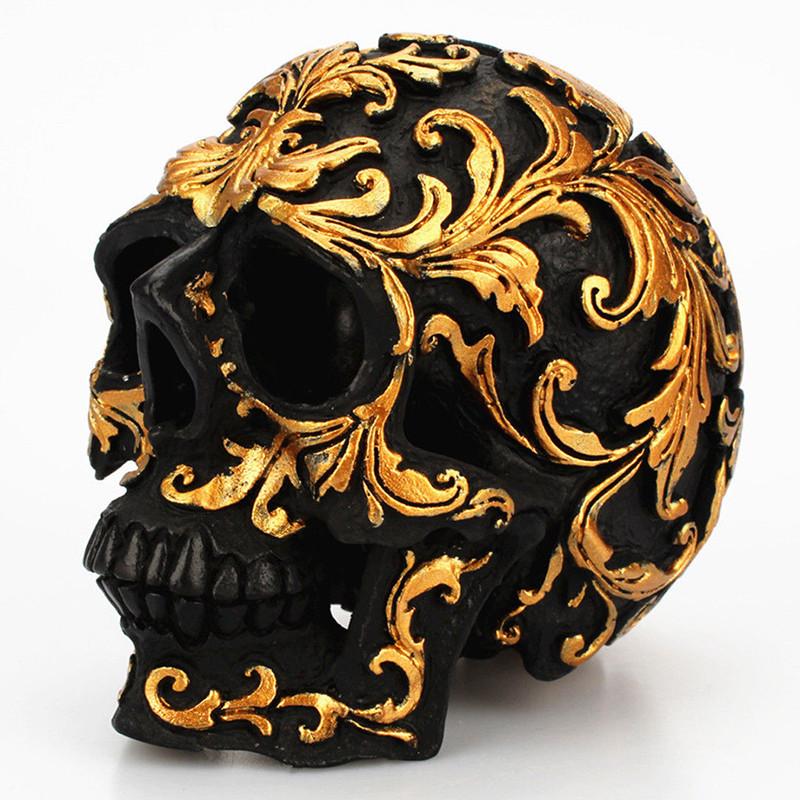 Elegante goldene Totenkopf-Figur Menschlicher Skelettkopf Perfekt für Halloween-Dekoration