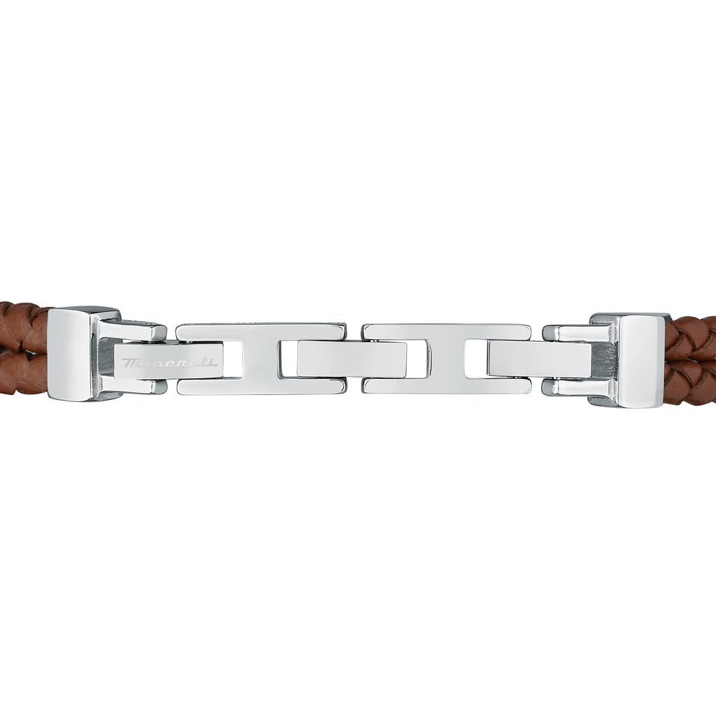 Maserati Bracelet for Women and Stainless Brown Men, Leather, Steel, Accessory, Jewelry, Adjustable,