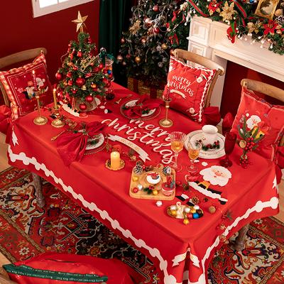 Christmas Tablecloth Waterproof Coffee Table Cloth Tablecloth Red Round Pastoral Style Tablecloth Square Table Cover Cloth