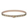 GG Marmont Double G Logo Style Buckle Double-sided Narrow Version Leather Canvas Belt Women's Dark Brown/beige Width 2cm 847132-FAFGJ-9787
