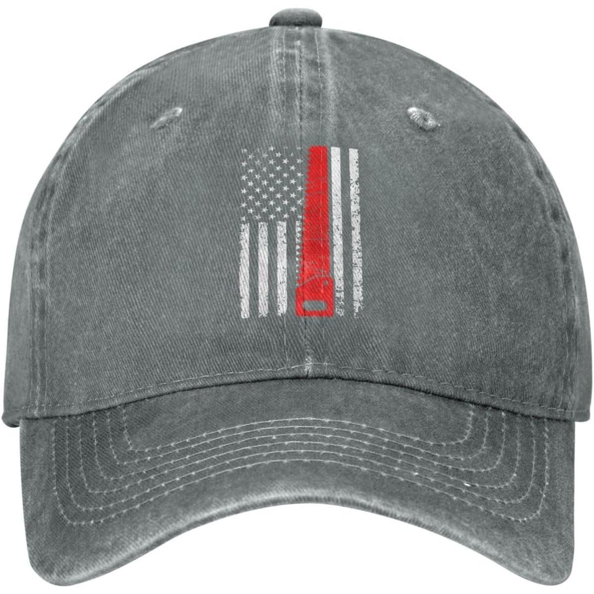 

Thin Red Line American Flag Distressed Baseball Cap Vintage Washed Cotton Adjustable Dad Hat Can Be Adjusted сірий