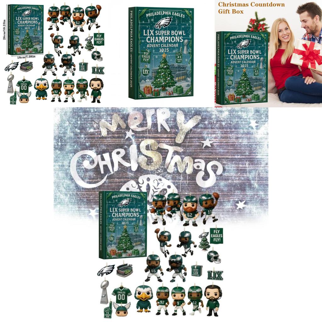 Philadelphia Eagles Christmas Calendar Blind Box With Acrylic Ornaments For Holiday Party Gifts