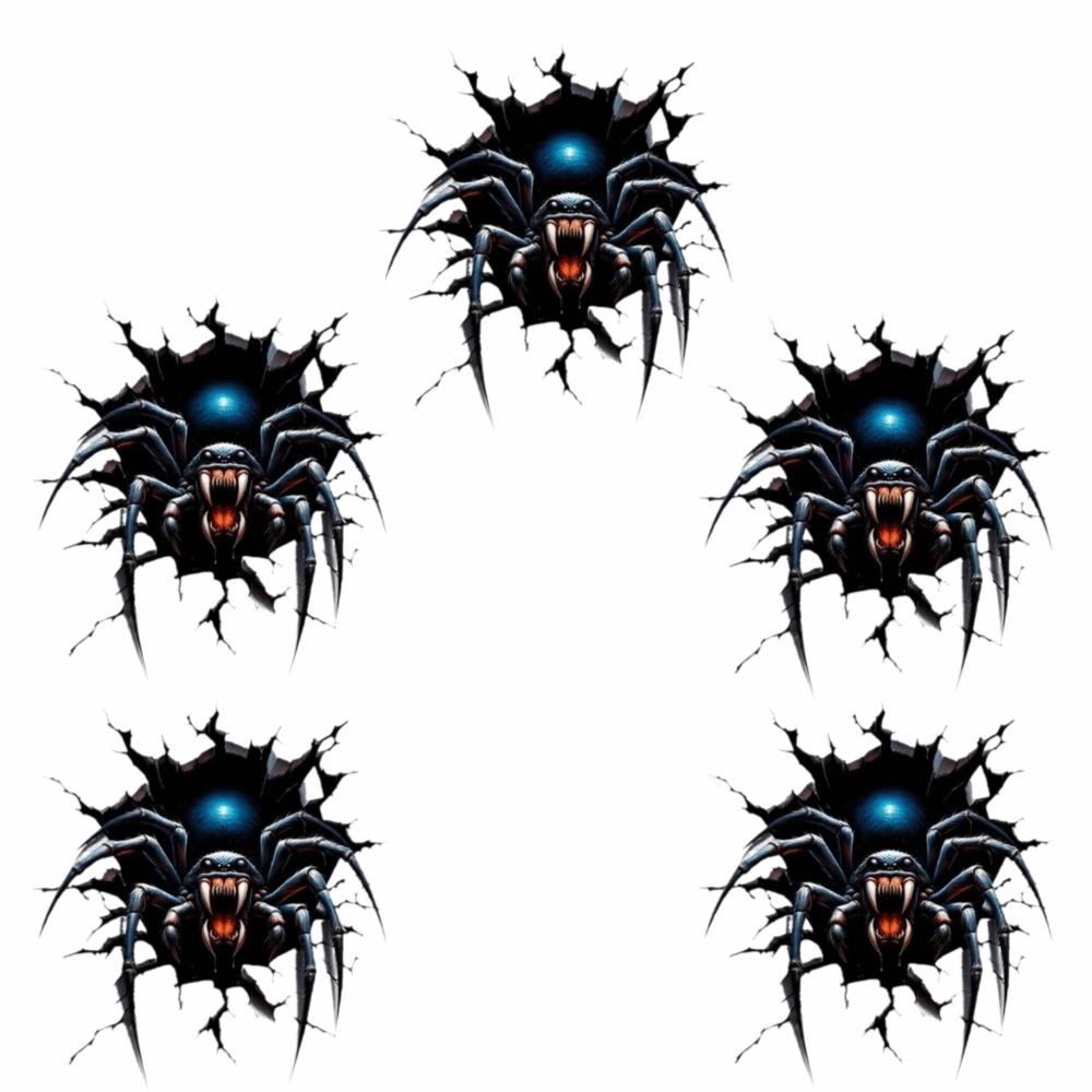 5Pcs Self Adhesive Spider Stickers Irregular Shape Vehicle Decals Halloween Decoration